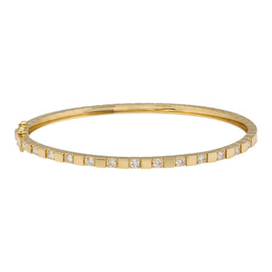 Gold Square Pattern Diamond Bangle
