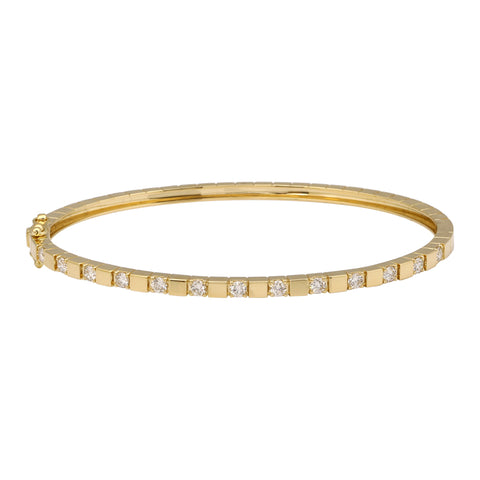 Gold Square Pattern Diamond Bangle