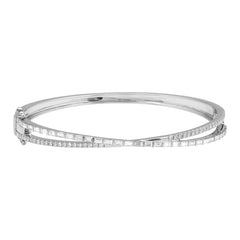Round and Baguette Diamond Twist Bangle