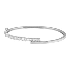 Half Baguette Half Gold Cross Bangle