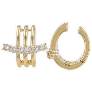 Triple Gold & Diamond Crawler Ear Cuff