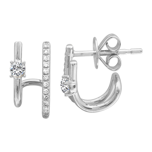Double Cage Gold and Diamond Earrings