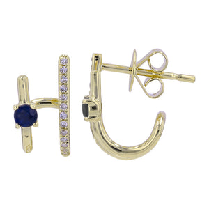 Double Cage Gold and Sapphire Earrings - PAIR