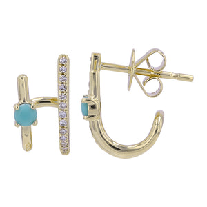 Double Cage Gold and Turquoise Earrings - PAIR