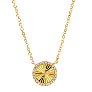 Fluted Disc Diamond Necklace