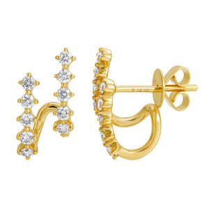 Double Bar Diamond Cage Lobe Earrings - PAIR