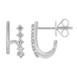 Cage Gold and Diamond Bar Earrings - PAIR