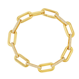 Link Diamond and Light Gold Bracelet