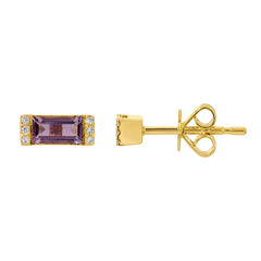 Amethyst Baguette & Diamonds Earrings