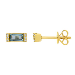 Blue Topaz Baguette & Diamonds Earring