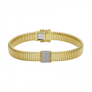 Gold Omega Chain Diamond Bracelet