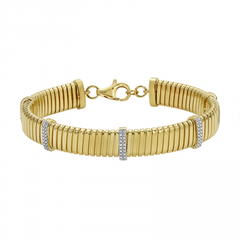 Gold Fluted Chain Diamond Bracelet