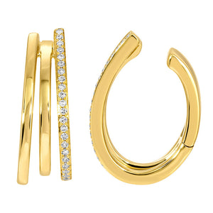 Row Gold & Diamond Ear Cuff