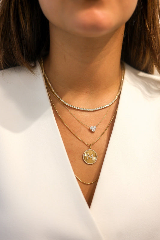 Fluted Medallion Initial Charm