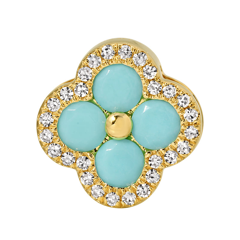 Diamond Border Turquoise Clover Rondelle