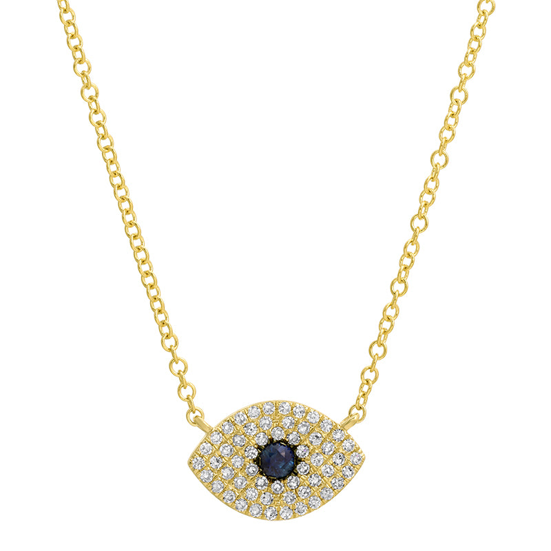 Diamond Pave Evil Eye Pendant Necklace