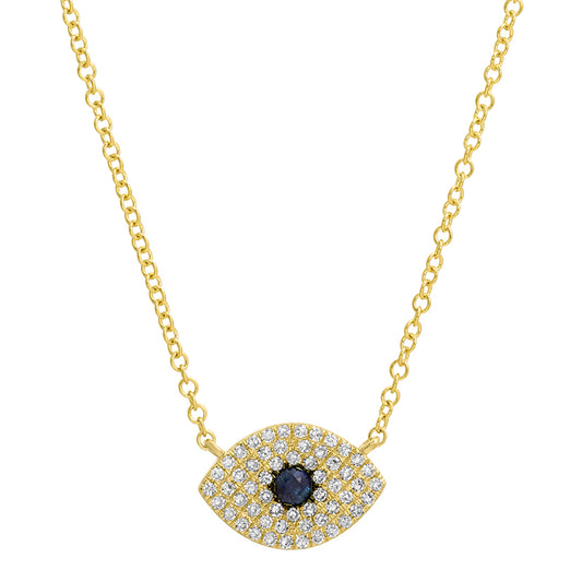 Diamond Pave Evil Eye Pendant Necklace