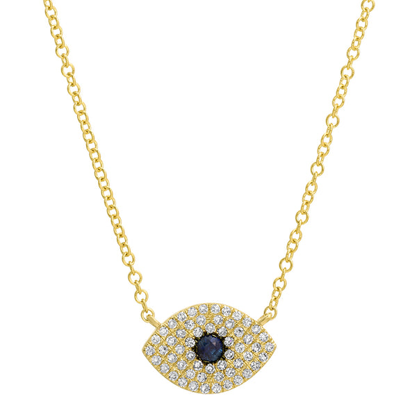 Diamond Pave Evil Eye Pendant Necklace