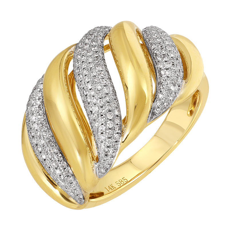 Chunky Alternated Diamond and Gold Dome Ring