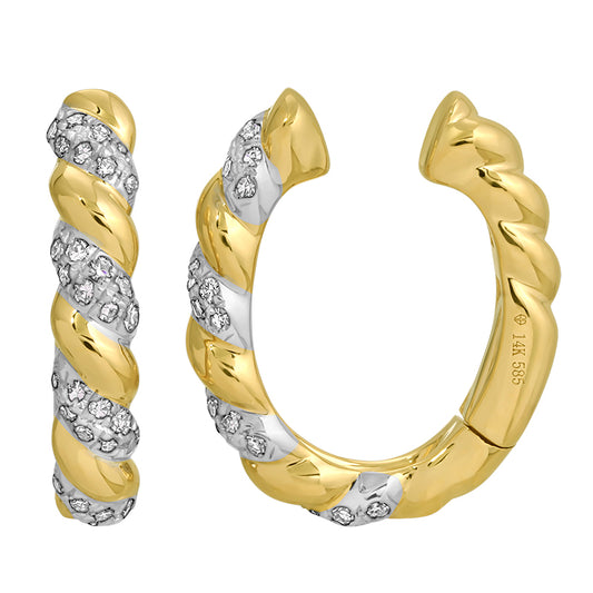 Gold Twist Detail Diamond Ear Cuff