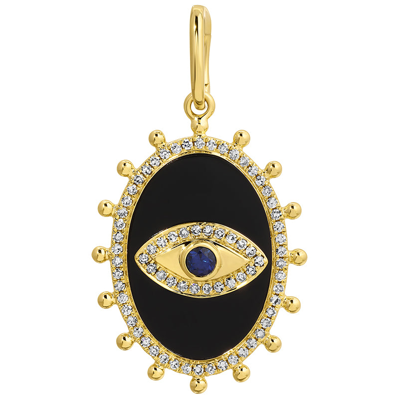 Diamond Border Evil Eye Onyx Charm