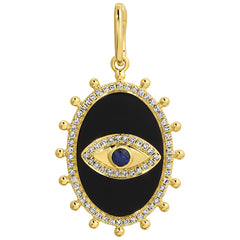 Diamond Border Evil Eye Onyx Charm