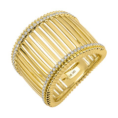 Gold Open Lines Diamond Cigar Ring