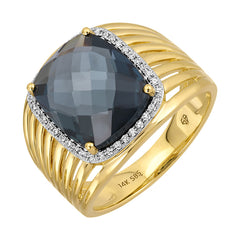Open Lines Cushion London Blue Topaz Cigar Ring