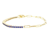 Half Paperclip & Half Gemstone Tennis Bracelet