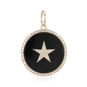 Black Onyx and Star Center Medallion Charm