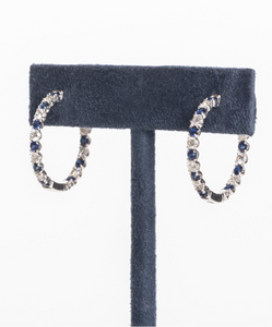 Diamond & Sapphire Segmented Hoops