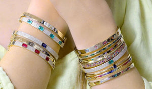 Pave Gemstone Center Bangle