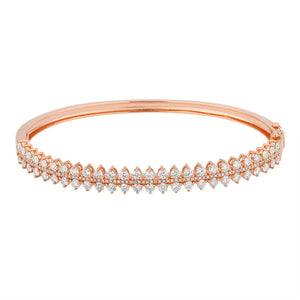 Double Spike Row Diamond Bangle