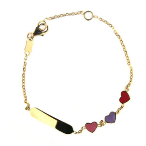 Enamel Hearts ID Baby Bracelet - 18K Solid Gold