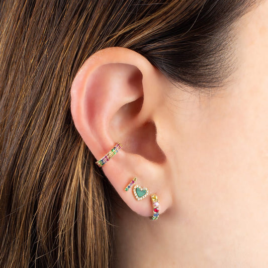 Small Gemstone Heart Piercing Stud*