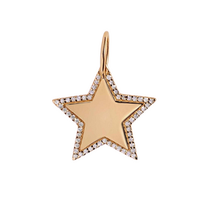 Star Charm With Diamond Pave Border