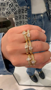 Lab Diamond Braided with Center Heart Ring - Size 7