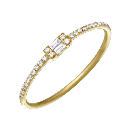 Mini Diamond Baguette Center Pinky Ring
