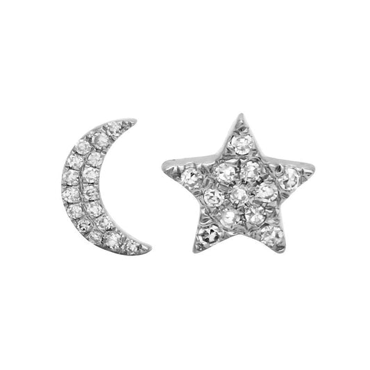 Moon & Star Diamonds Piercing Studs