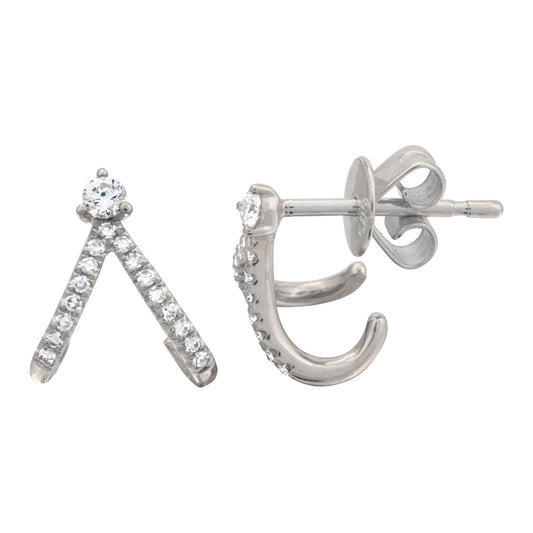 Diamond Lobe Stud Earrings