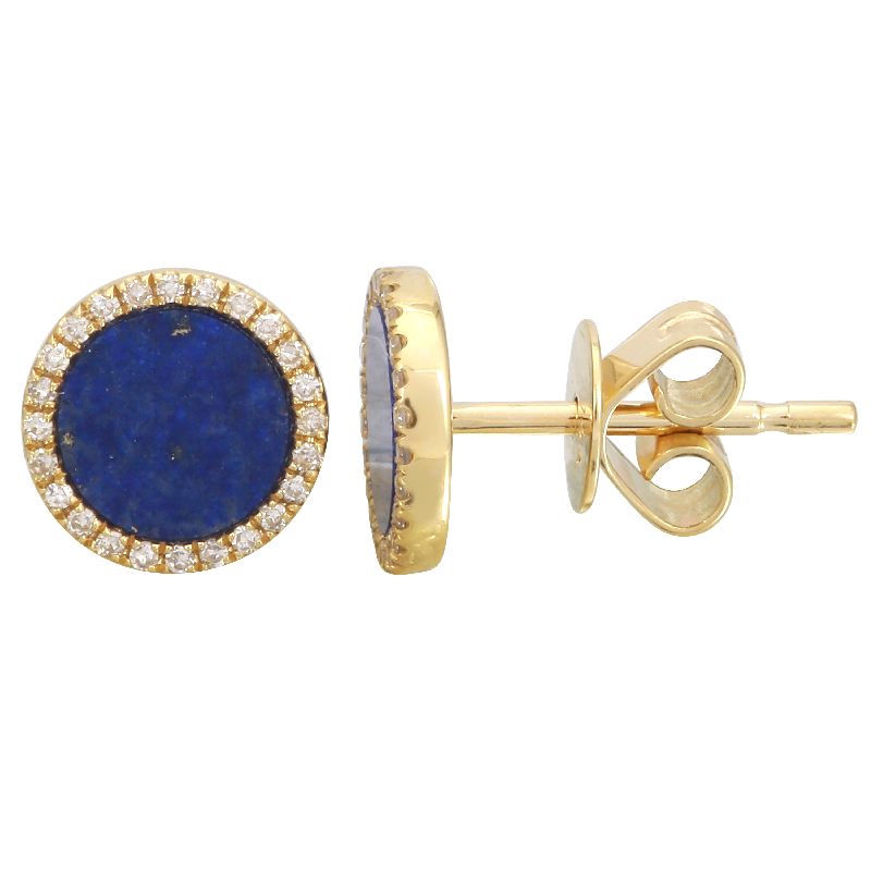 Circle Lapis Lazuli Stud Earrings