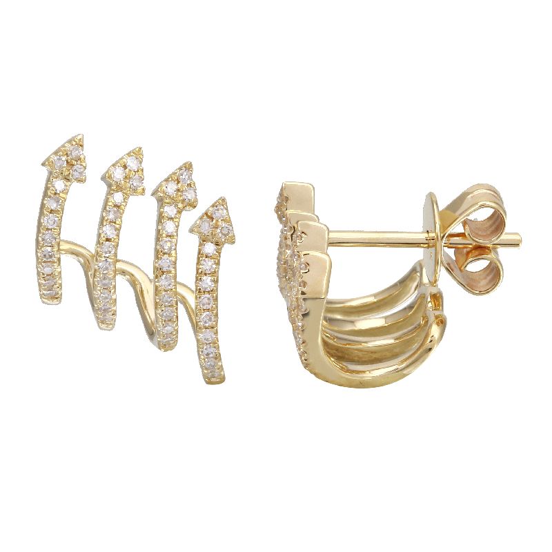 Four Arrow Pave Claw Earrings - YG