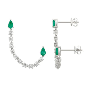 Double Pear Gemstone Connected Earring