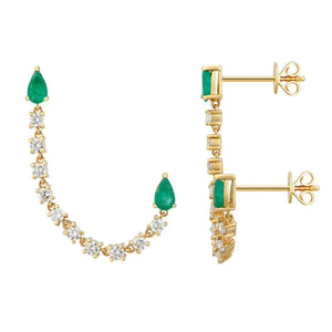 Double Pear Gemstone Connected Earring