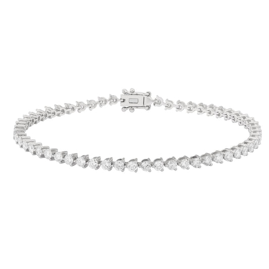 Lab Diamond Tennis Bracelet 3 Prongs