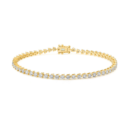 Lab Diamond Tennis Bracelet 3 Prongs