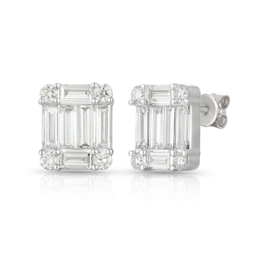 Lab Diamond Square Illusion Earrings