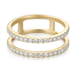 Lab Diamond Double Row Ring