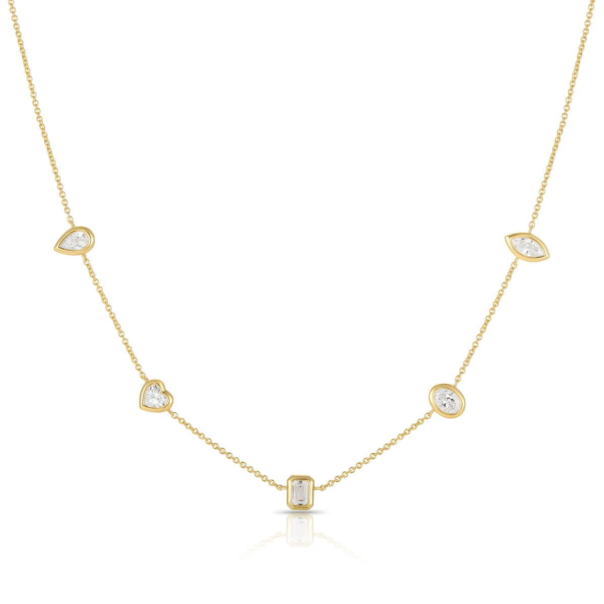 Lab Diamond Multishape Dangling Bezel Necklace - YG