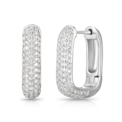 Lab Diamond Square Pave Diamonds Huggie